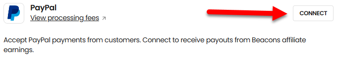 paypal connect button for beacons affiliate payouts